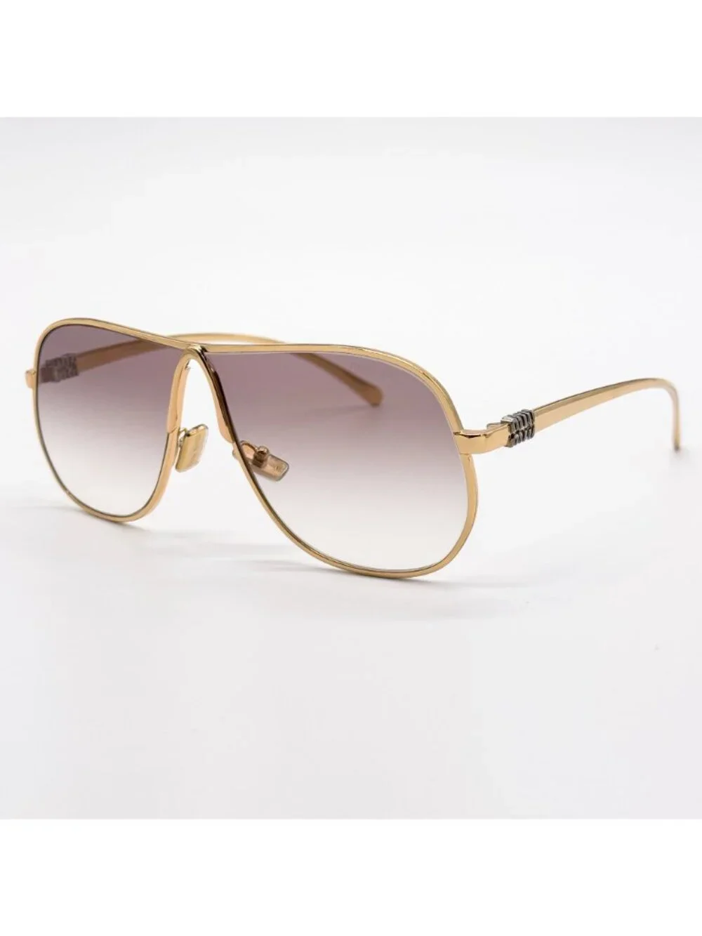 New Miu Miu MU A56S Oversized Gold Brown Sunglasses MUA56S 5AK90L
